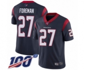 Men's Houston Texans #27 D'Onta Foreman Navy Blue Team Color Vapor Untouchable Limited Player 100th Season Football Jersey