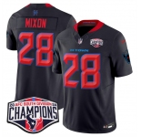 Men's Houston Texans #28 Joe Mixon Navy 2nd Alternate F.U.S.E. 2024 AFC South Division Champions Vapor Limited Stitched Football Jersey