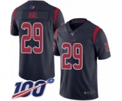 Men's Houston Texans #29 Andre Hal Limited Navy Blue Rush Vapor Untouchable 100th Season Football Jersey