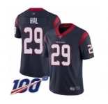Men's Houston Texans #29 Andre Hal Navy Blue Team Color Vapor Untouchable Limited Player 100th Season Football Jersey
