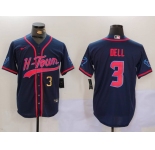 Men's Houston Texans #3 Tank Dell Navy With Patch Cool Base Stitched Baseball Jerseys