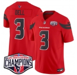 Men's Houston Texans #3 Tank Dell Red F.U.S.E. 2024 AFC South Division Champions Vapor Limited Stitched Football Jersey