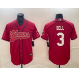 Men's Houston Texans #3 Tank Dell Red With Patch Cool Base Stitched Baseball Jersey