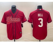 Men's Houston Texans #3 Tank Dell Red With Patch Cool Base Stitched Baseball Jersey