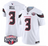 Men's Houston Texans #3 Tank Dell White F.U.S.E. 2024 AFC South Division Champions Vapor Limited Stitched Football Jersey
