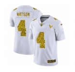 Men's Houston Texans #4 Deshaun Watson Flocked Leopard Print Vapor Limited Football Jersey White