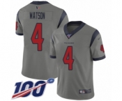 Men's Houston Texans #4 Deshaun Watson Limited Gray Inverted Legend 100th Season Football Jersey