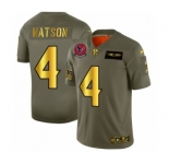Men's Houston Texans #4 Deshaun Watson Limited Olive Gold 2019 Salute to Service Football Jersey