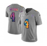 Men's Houston Texans #4 Deshaun Watson Multi-Color Greyheather 2020 Crucial Catch Football Jersey