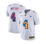 Men's Houston Texans #4 Deshaun Watson White Multi-Color 2020 Football Crucial Catch Limited Football Jersey
