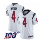 Men's Houston Texans #4 Deshaun Watson White Vapor Untouchable Limited Player 100th Season Football Jersey