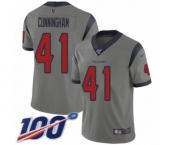 Men's Houston Texans #41 Zach Cunningham Limited Gray Inverted Legend 100th Season Football Jersey