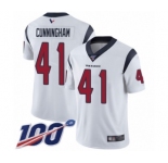 Men's Houston Texans #41 Zach Cunningham White Vapor Untouchable Limited Player 100th Season Football Jersey