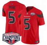 Men's Houston Texans #5 Jalen Pitre Red F.U.S.E. 2024 AFC South Division Champions Vapor Limited Stitched Football Jersey