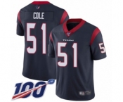 Men's Houston Texans #51 Dylan Cole Navy Blue Team Color Vapor Untouchable Limited Player 100th Season Football Jersey