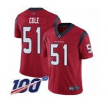 Men's Houston Texans #51 Dylan Cole Red Alternate Vapor Untouchable Limited Player 100th Season Football Jersey