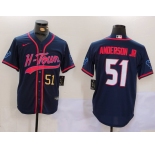 Men's Houston Texans #51 Will Anderson Jr Navy With Patch Cool Base Stitched Baseball Jersey