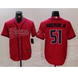Men's Houston Texans #51 Will Anderson Jr Red With Patch Cool Base Stitched Baseball Jersey