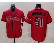 Men's Houston Texans #51 Will Anderson Jr Red With Patch Cool Base Stitched Baseball Jersey
