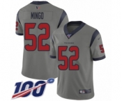 Men's Houston Texans #52 Barkevious Mingo Limited Gray Inverted Legend 100th Season Football Jersey