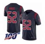Men's Houston Texans #52 Barkevious Mingo Limited Navy Blue Rush Vapor Untouchable 100th Season Football Jersey