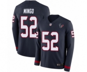 Men's Houston Texans #52 Barkevious Mingo Limited Navy Blue Therma Long Sleeve Football Jersey