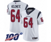 Men's Houston Texans #64 Senio Kelemete White Vapor Untouchable Limited Player 100th Season Football Jersey