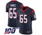 Men's Houston Texans #65 Greg Mancz Navy Blue Team Color Vapor Untouchable Limited Player 100th Season Football Jersey