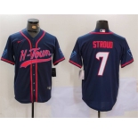 Men's Houston Texans #7 C.J. Stroud Navy With Patch Cool Base Stitched Baseball Jersey