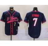 Men's Houston Texans #7 C.J. Stroud Navy With Patch Cool Base Stitched Baseball Jerseys