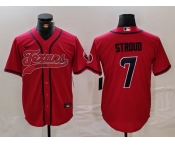 Men's Houston Texans #7 CJ Stroud Red With Patch Cool Base Stitched Baseball Jersey