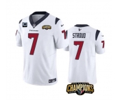Men's Houston Texans #7 C.J. Stroud White 2023 F.U.S.E. AFC South Champions Patch And 1-Star C Patch Vapor Untouchable Limited Football Stitched Jersey