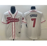 Men's Houston Texans #7 C.J. Stroud White With Patch Cool Base Stitched Baseball Jersey