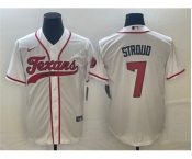 Men's Houston Texans #7 C.J. Stroud White With Patch Cool Base Stitched Baseball Jersey