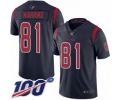 Men's Houston Texans #81 Kahale Warring Limited Navy Blue Rush Vapor Untouchable 100th Season Football Jersey