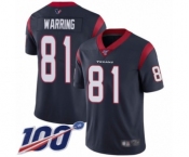 Men's Houston Texans #81 Kahale Warring Navy Blue Team Color Vapor Untouchable Limited Player 100th Season Football Jersey