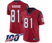 Men's Houston Texans #81 Kahale Warring Red Alternate Vapor Untouchable Limited Player 100th Season Football Jersey