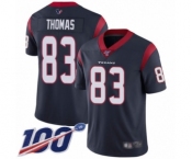 Men's Houston Texans #83 Jordan Thomas Navy Blue Team Color Vapor Untouchable Limited Player 100th Season Football Jersey