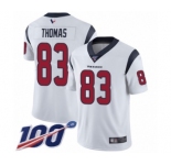 Men's Houston Texans #83 Jordan Thomas White Vapor Untouchable Limited Player 100th Season Football Jersey