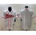 Men's Houston Texans Blank White With Patch Cool Base Stitched Baseball Jersey