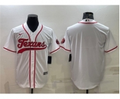 Men's Houston Texans Blank White With Patch Cool Base Stitched Baseball Jersey