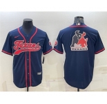 Men's Houston Texans Navy Team Big Logo With Patch Cool Base Stitched Baseball Jersey