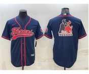 Men's Houston Texans Navy Team Big Logo With Patch Cool Base Stitched Baseball Jersey
