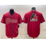 Men's Houston Texans Red Team Big Logo With Patch Cool Base Stitched Baseball Jersey