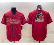Men's Houston Texans Red Team Big Logo With Patch Cool Base Stitched Baseball Jersey