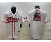 Men's Houston Texans White Team Big Logo With Patch Cool Base Stitched Baseball Jersey