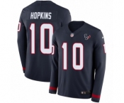 Men's Nike Houston Texans #10 DeAndre Hopkins Limited Navy Blue Therma Long Sleeve NFL Jersey