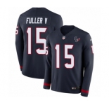 Men's Nike Houston Texans #15 Will Fuller V Limited Navy Blue Therma Long Sleeve NFL Jersey