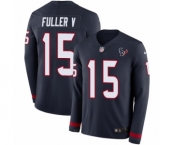 Men's Nike Houston Texans #15 Will Fuller V Limited Navy Blue Therma Long Sleeve NFL Jersey