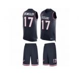 Men's Nike Houston Texans #17 Brock Osweiler Limited Navy Blue Tank Top Suit NFL Jersey